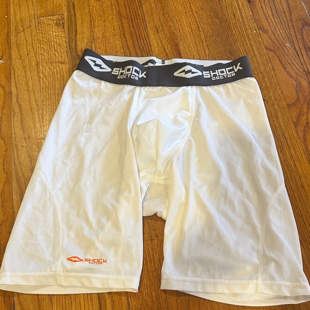 Shock doctor White Men's Compression Shorts with cup holder